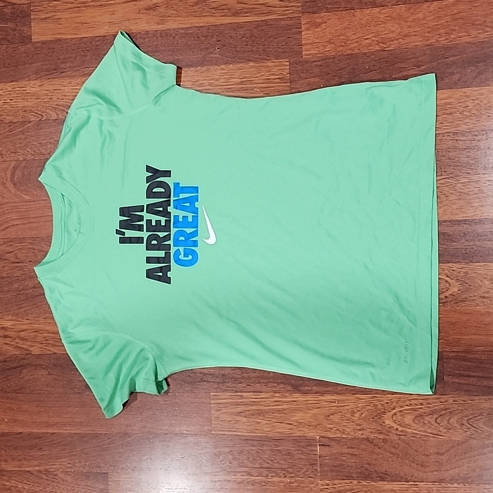 NIKE KIDS Girls XL Green Logo Tee T-shirt